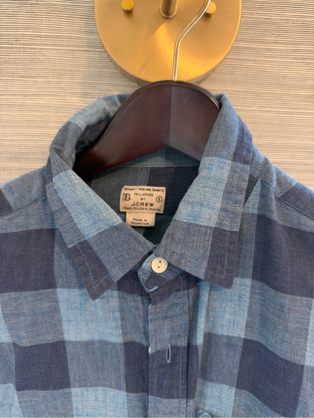 J. Crew Blue Plaid Cotton Button-Down Shirt